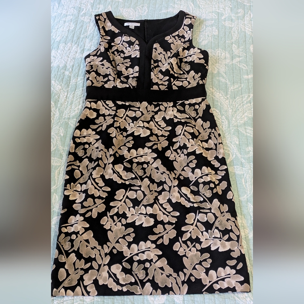 London Times Black and Tan Beautiful Pattern Dress. Size 6.